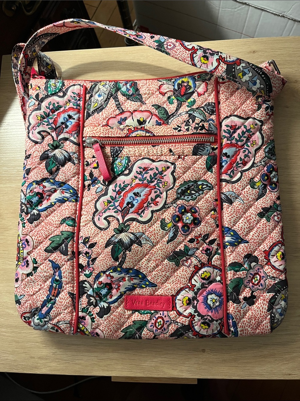 Vera Bradley Quilted Floral Bird Print Crossbody Shoulder Bag
